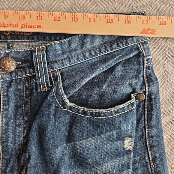 Guess Jeans Men's 34x31 Relaxed Boot Cut Medium Wash Blue Flap Pocket Embroidery - Picture 16 of 16